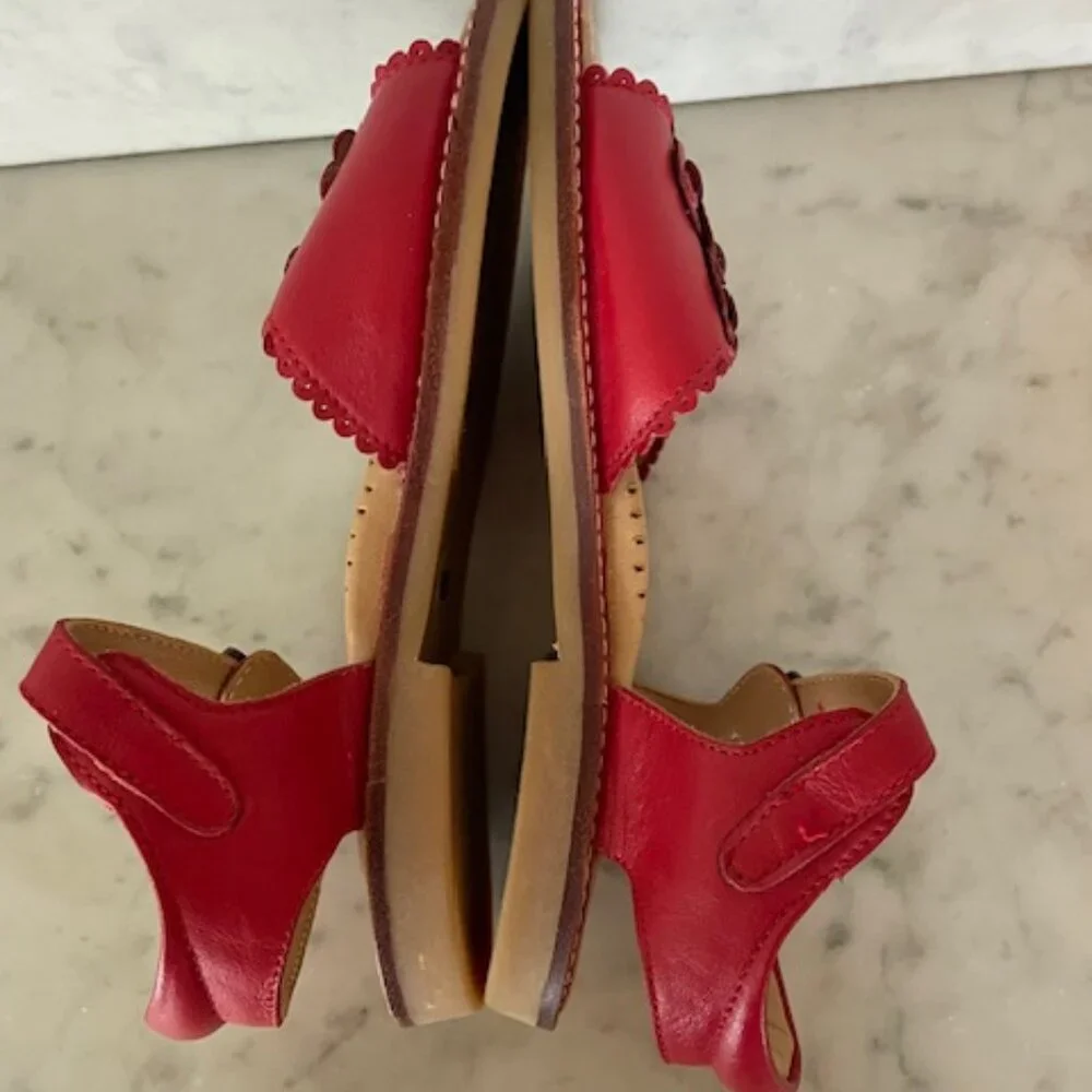 PIOLITO FLORICIENTA Sandals Red Floral Petal Applique Girl Size 1